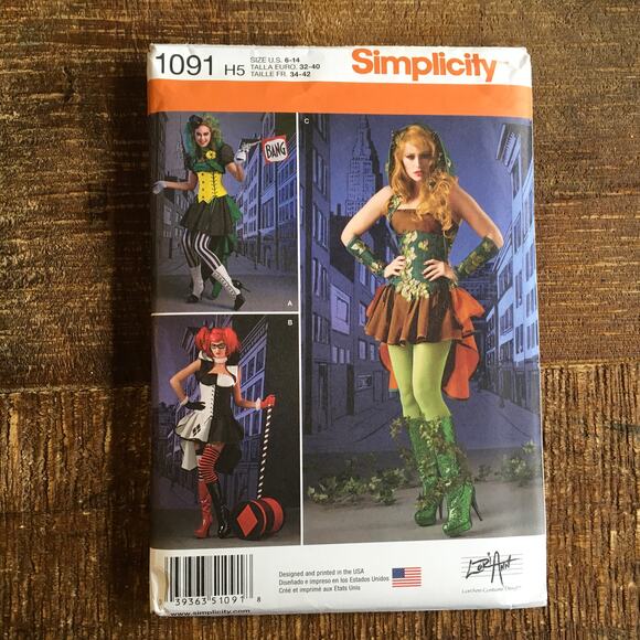 Simplicity Sewing Pattern 1091 Cosplay Joker Harley Quinn Poison Ivy 6-14 UNCUT - Picture 1 of 2